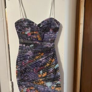 BCBGMaxAzria Purple Blue Ruched Bodycon Dress